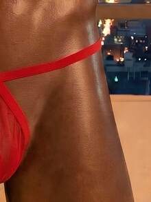 SHEIN DrisQ 1件男士性感內褲，適合情侶約會 - 紅色 - 查看 6