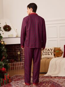 CoupledUp Christmas Couple Plaid Autumn/Winter Men's Loungewear Set - Multicolor - View 3