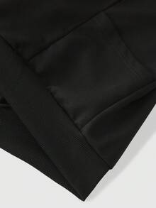 Manfinity Homme Men's Plus Size Y2K Rhinestone Cross Hooded Sweatshirt, Integrated Mask Hood Design, Double-Sided Rhinestone Cross Pattern On Chest, Short Raglan Cut, Full Zip Closure, Dark Gothic Street Style, Loose Raglan Sleeve Fit, Unique Niche Piece, Suitable For Daily Wear And Fashion Outfits - Black - View 7