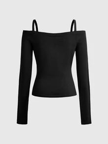 Sweetness Women's Autumn/Winter Dark Gray Off-Shoulder Bow Collar Long Sleeve Sweater - Dark Grey - View 2