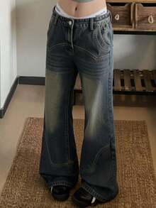 Livesso Women's Casual Daily Denim Jeans With Pockets And Buttons Fall - Blue - View 5