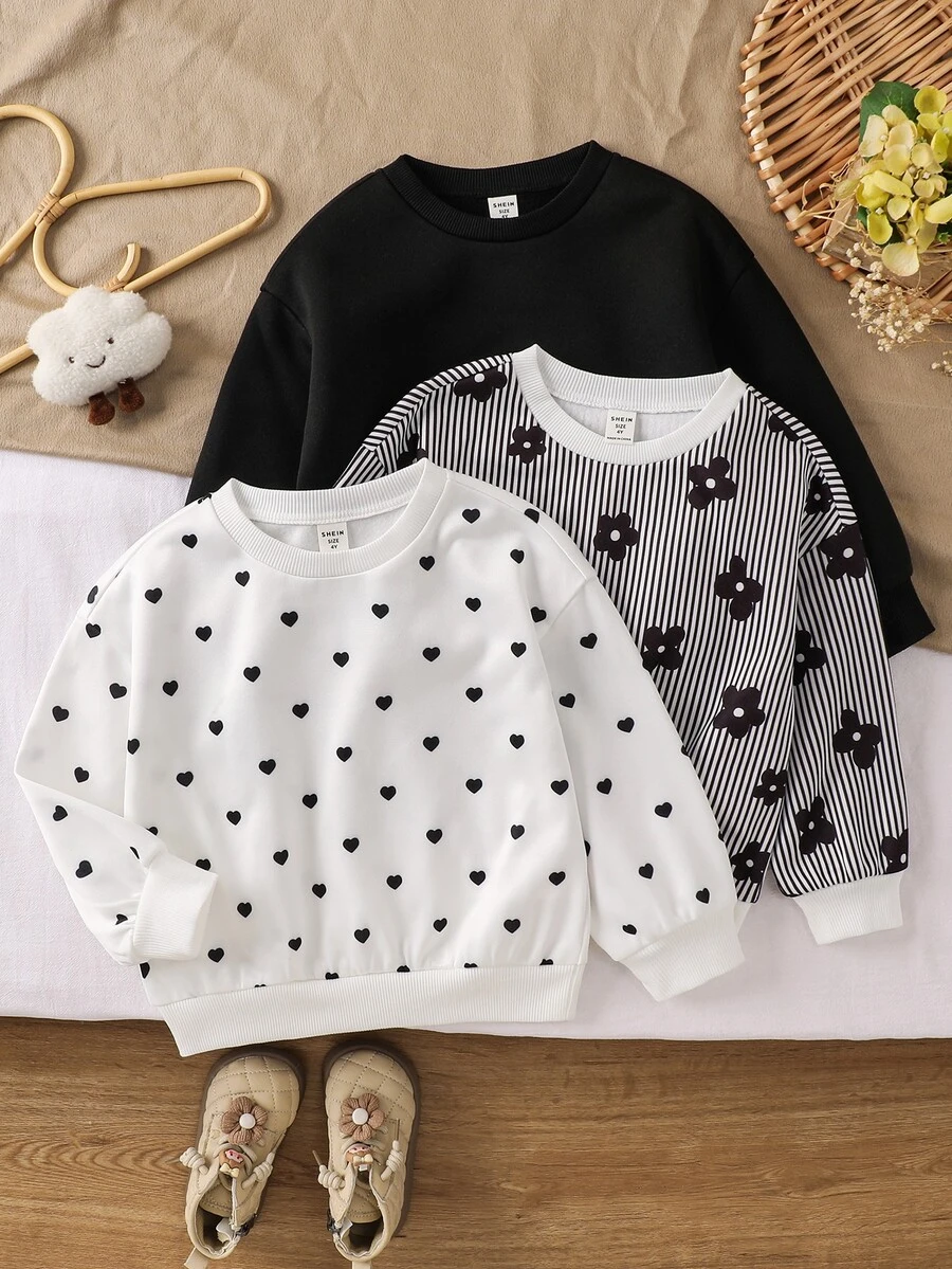 3PCS Young Girls Sweatshirts - Multicolor - View 1