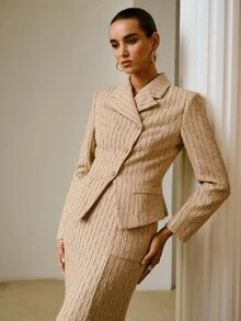 ZEYLAH Women's Solid Color Casual Versatile Daily Long Sleeve Jacket - Khaki - View 5