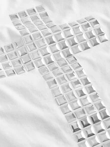 ROMWE Y2K 性感辣妹串珠鏤空交叉背帶背心 - 白色 - 查看 5