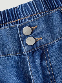 LUMIGAL Plus Size Women's Loose Casual Cropped Denim Jeans With Pockets And Cuffed Hem - Blue - View 5