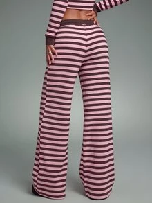 Nooralise Women's Casual Striped Print Sports Long Pants - Brown - View 3