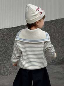 DAZY Baby Boy Striped Korean Style Cardigan, Autumn/Winter - Baby Blue - View 2