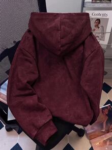 INAWLY 女款新款衛衣 秋冬新款 美式休閒雪洗效果連帽長袖衛衣 美式街頭寬鬆金屬鈕扣黑色衛衣 休閒黑色水洗效果衛衣上衣 套頭黑色衛衣 長袖黑色衛衣 復古Y2K黑/灰色水洗衛衣 日常居家穿著 出行購物衛衣 - 紅色 - 查看 2