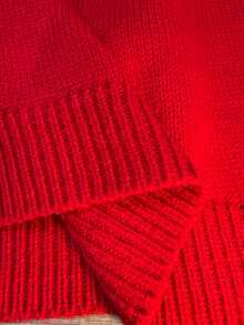 Linavere Women's Christmas Deer Red Striped Drop Shoulder Long Sleeve Sweater - Red - View 8