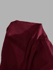 SHEIN EZwear 女款純色腰部綁帶荷葉邊下擺休閒裙 - 酒紅色 - 查看 5