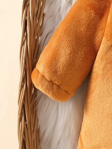 SHEIN 冬季新生兒可愛獅子圖案3D連帽長袖長褲連身衣，適合冬季穿著、拍照與聚會 - 卡其色 - 查看 6