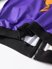 SCOOBY-DOO X SHEIN بلوزة رياضية نسائية بطبعة كرتونية وسحاب وأكمام طويلة - الأسود - مشاهدة 7