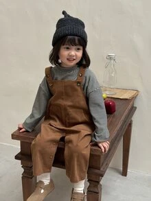 DAZY Baby Girl Button Pocket Casual Romper - Coffee Brown - View 6