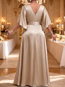Fleurora Autumn And Winter Fall Christmas Formal Wedding Evening Champagne Elegant - Khaki - View 2