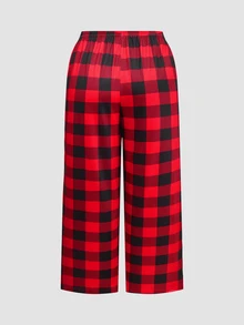 Chillnights Cute Christmas Reindeer Plaid Snowflake Print Raglan Sleeve Loose Plus Size Pajama Set - Multicolor - View 6