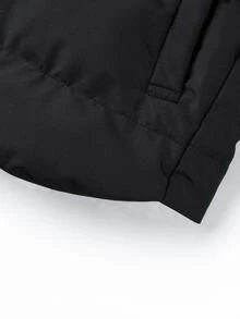 Manfinity Roghcode Men's Solid Color Zipper Winter Vest Jacket - Black - View 5