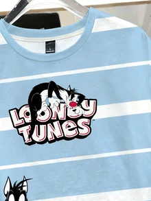 LOONEY TUNES X SHEIN Daypath Men's Letter Cartoon Print Casual Daily ...