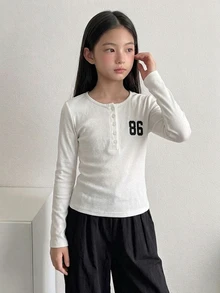 Dazy Kids Tween Girl Digital Print Casual Daily Long Sleeve T-Shirt - White - View 7