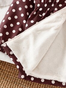 SHEIN 青少年女孩黑色抓絨拉鍊連帽防風夾克外套，長袖休閒中長版保暖內裡外套，秋冬款，純色簡約 - 彩色 - 查看 7