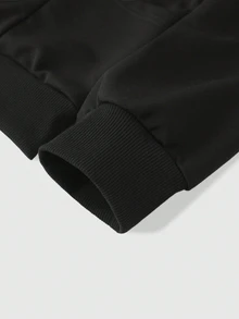 Manfinity Homme Men's Plus Size Y2K Rhinestone Cross Hooded Sweatshirt, Integrated Mask Hood Design, Double-Sided Rhinestone Cross Pattern On Chest, Short Raglan Cut, Full Zip Closure, Dark Gothic Street Style, Loose Raglan Sleeve Fit, Unique Niche Piece, Suitable For Daily Wear And Fashion Outfits - Black - View 5