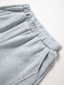 SHEIN 青少年女孩字母印花拉鍊連帽外套與運動長褲休閒套裝 - 灰色 - 查看 5