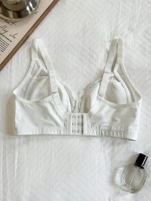Napfluff 1pc White Lace Minimalist Women's Bra - White - View 2