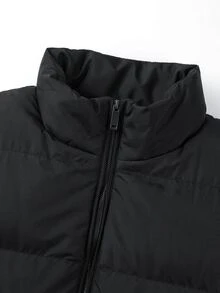 Manfinity Roghcode Men's Solid Color Zipper Winter Vest Jacket - Black - View 3