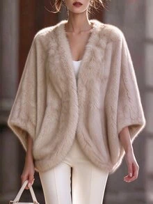 Penseblé Plus Size Women's Autumn/Winter Faux Fur Casual Jacket, Elegant Party & Daily Wear - Yellow - View 1