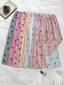 Napfluff Random Blind Box Cute Striped Print Pajama Long Pants For Women - Multicolor - View 2