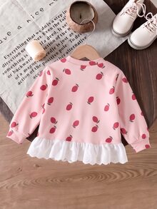 Baby Girl Cartoon Print Ruffle Hem Top - Multicolor - View 4