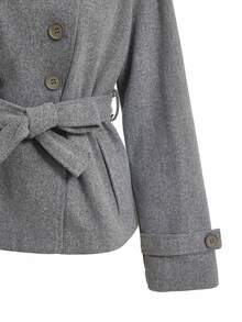 Trelyra Elegant Comfortable French Vintage Commute Chic Design High-End Versatile Fur Collar Overcoat - Grey - View 5