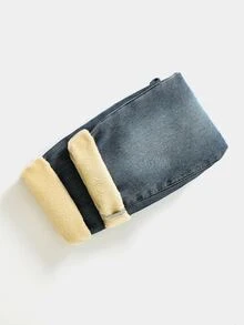 SHEIN Young Boy Elastic Waist Kids Pocket Casual Daily Travel Denim Jeans Autumn Winter - Dark Wash - View 3