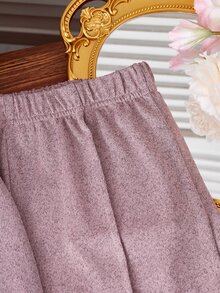 Women's Crew Neck Knit Set, New Autumn Loose Crop Top And Drapey Wide Leg Pants, Casual 2 Pieces Outfit - Khaki - View 6
