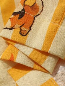 DAZY Women's Cartoon Animal Striped Single-Breasted Top And Long Pants Pajama Set - Yellow - View 16