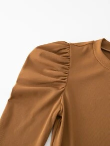 SHEIN Teen Girl Fall Dresses Fall Dress, Back To School, Prom, Holiday Outfits, Casual, Comfortable, Daily, Cute - Brown - View 5