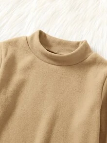 SHEIN 中性嬰兒男孩/女孩幼兒 2件組秋冬加厚抓絨內裡貼身睡衣套裝，嬰兒睡衣，貼身款，聖誕，嬰兒冬季睡衣 - 卡其色 - 查看 5