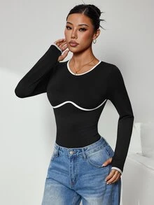 Slayform Women's Colorblock Casual Daily Wear Sports Jumpsuit - Black - View 4