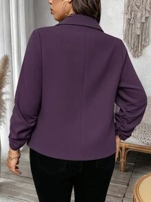 SHEIN LUNE 大尺碼女款通勤收腰短版百搭輕便夾克 - 紫色 - 查看 2