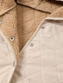 Linhara Plus Size Hooded Long Sleeve Thermal Lined Padded Coat, Autumn/Winter - Apricot - View 10