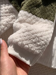 SHEIN 中性嬰兒男/女嬰秋季/冬季保暖內裡加厚拼色拼接連帽夾克，嬰兒男童秋冬裝，復古風 - 彩色 - 查看 5