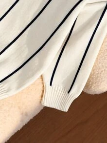 SHEIN 男童厚針織條紋開襟毛衣，長袖，秋冬款 - 彩色 - 查看 5