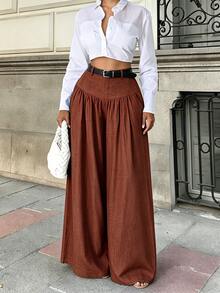 Elenzga French Style Hanging And Wide Leg Pants With Slimming Texture And Elegant Commuting Casual Women's Pants

﻿
﻿ - Rust Brown - View 2