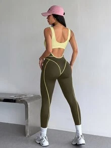 Dewbera Dewbera 女款拼色休閒百搭日常旅行運動連身褲 - 彩色 - 查看 4