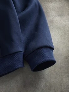 STYNVO Men's Plus Size Letter Print Casual Everyday Hoodie - Navy Blue - View 4