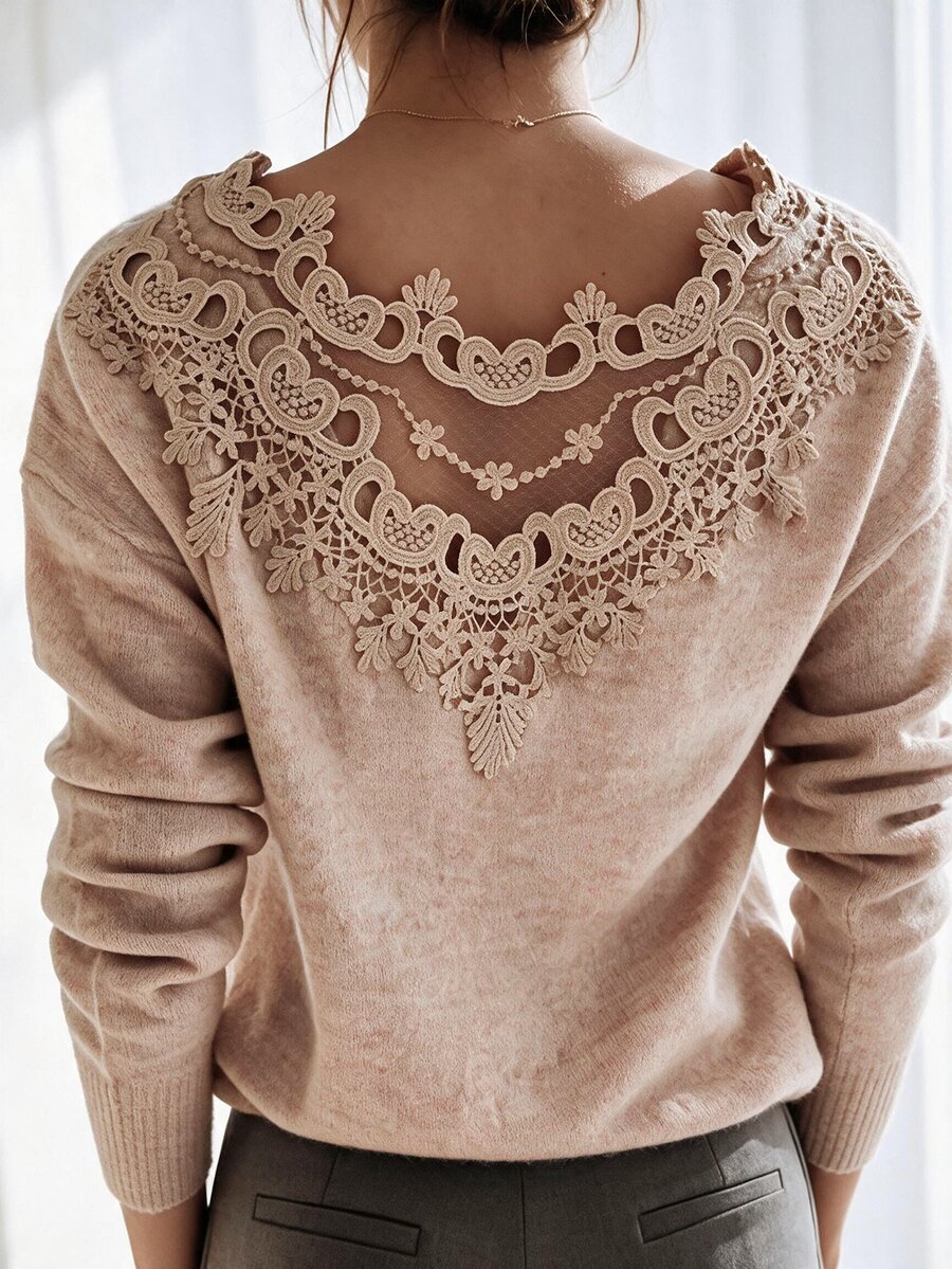 Holdful Holdful Women's Minimalist Comfortable Long Sleeve Sweater, Warm For Autumn/Winter - Champagne - View 1
