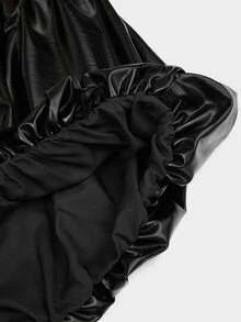 Sweetra Plus Size Women Solid Color Ruched Fashion Versatile Tulip Shorts - Black - View 4