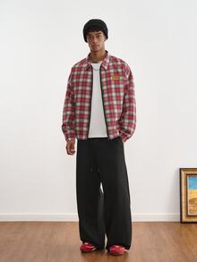 TOKVUE Celana Jogging Pria Model Lebar, Longgar, Kasual - Hitam - View 5