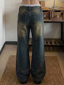 Livesso Women's Casual Daily Denim Jeans With Pockets And Buttons Fall - Blue - View 2