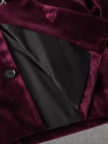 GETOML Men's Solid Color Lapel Neck Long Sleeve Jacket And Pants Casual Fashion Suit Set - Burgundy - View 15