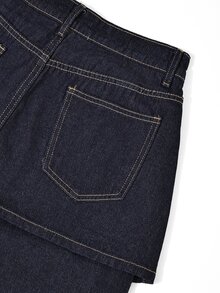 GlowEve Fall Casual Slimming Button Zip Denim Dark Blue Daily Wear Shopping Versatile Straight Leg Denim Jeans For Women - Blue - View 5
